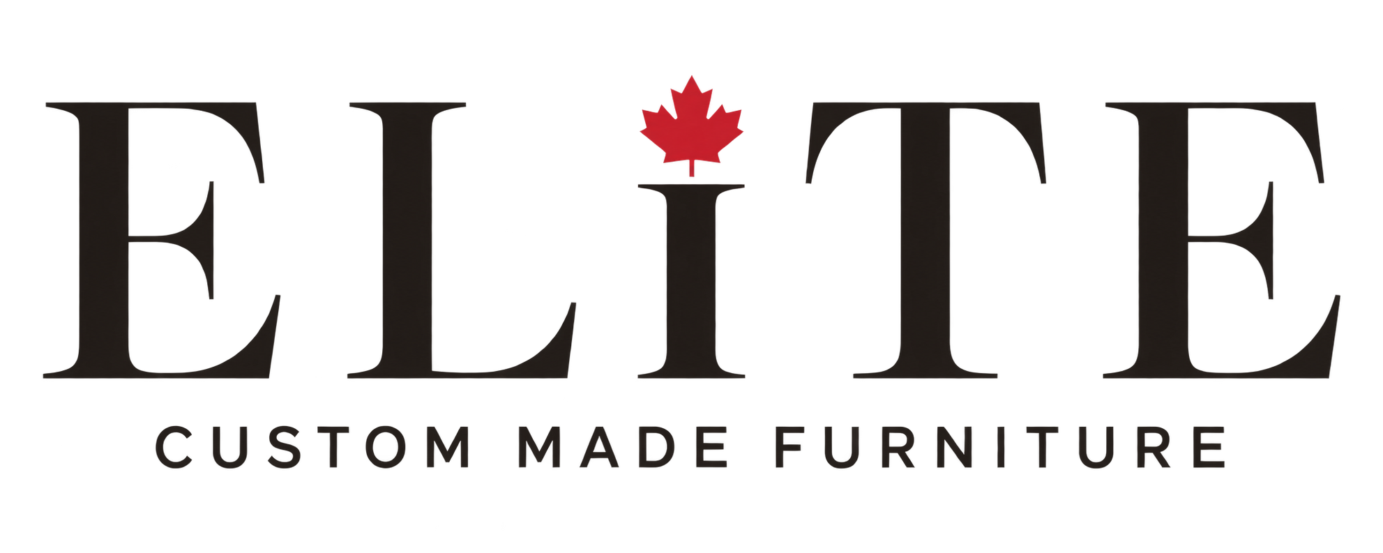 Redesigned Elite Custom Made Furniture logo concept with maple leaf detail