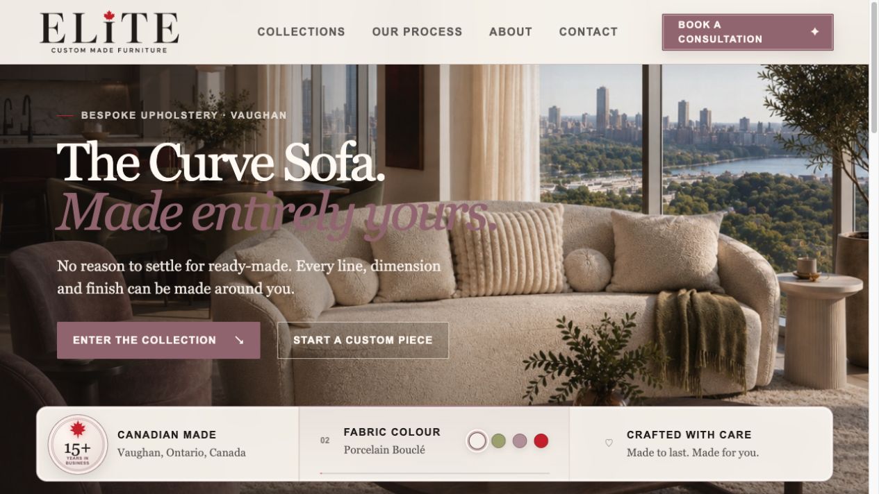 Elite custom designed website direction