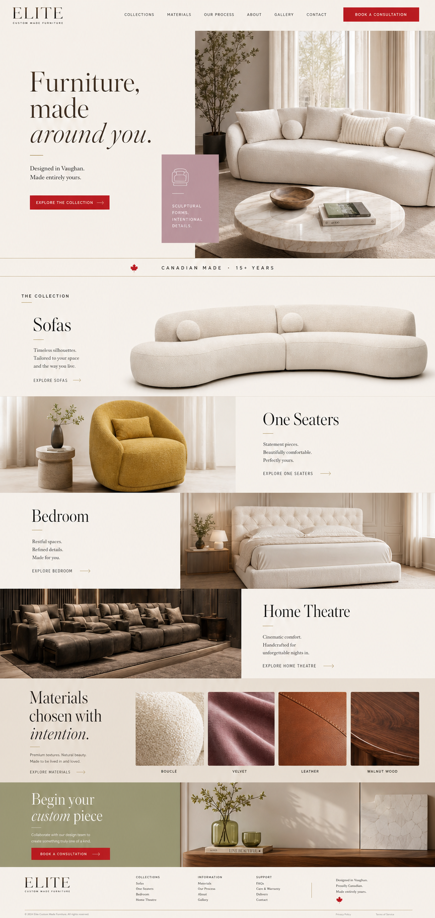 Warm editorial Elite website concept